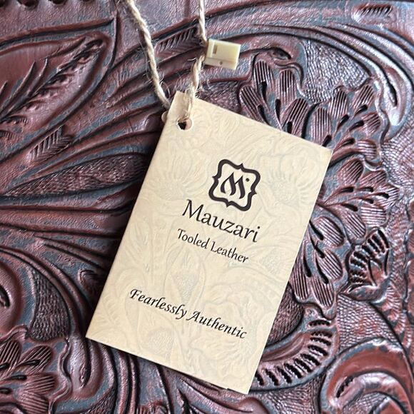 Mauzari Berlin Women's Large Tooled Leather Tote with External Pocket NEW - Picture 5 of 12